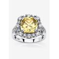 Women's Platinum over Sterling Silver Princess Cut Canary Cubic Zirconia Ring by PalmBeach Jewelry in White (Size 6)