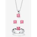 Women's 3-Piece Birthstone .925 Silver Necklace, Earring And Ring Set 18" by PalmBeach Jewelry in October (Size 9)