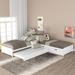 Full Size L-shaped Platform Beds with Twin Size Trundle and Drawers Linked with Built-in Rectangle Table