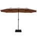 15 Foot Extra Large Patio Double Sided Umbrella with Crank and Base - 15' x 8' (W x H)