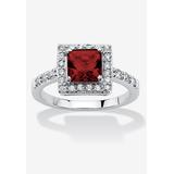 Women's Simulated Birthstone and Crystal Halo Ring in Sterling Silver by PalmBeach Jewelry in January (Size 6)