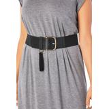 Women's Stretch Tassel Belt by Accessories For All in Black (Size L)