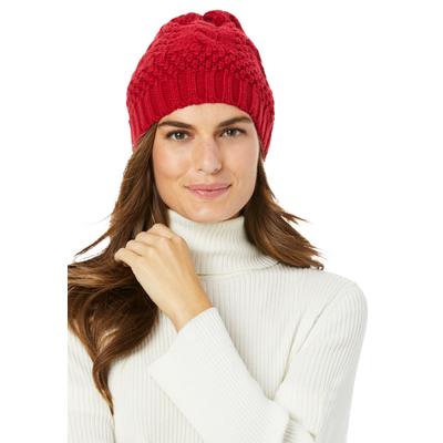 Women's Cable Knit Hat by Accessories For All in Classic Red