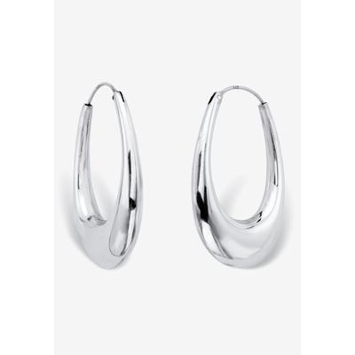 Women's Sterling Silver Puffed Hoop Earrings by PalmBeach Jewelry in Silver