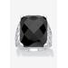 Women's Sterling Silver Natural Black Onyx Checkerboard Cut Ring by PalmBeach Jewelry in Onyx (Size 8)