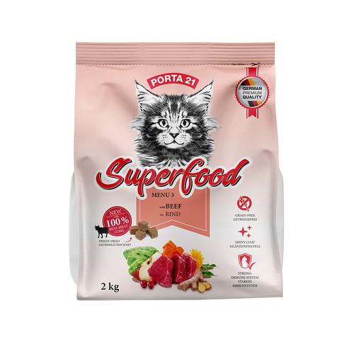 2kg Porta 21 Superfood Menu 3 mit Rind Katzenfutter trocken