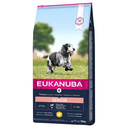 2x 15kg Eukanuba Caring Senior Medium Breed Huhn Hundefutter trocken