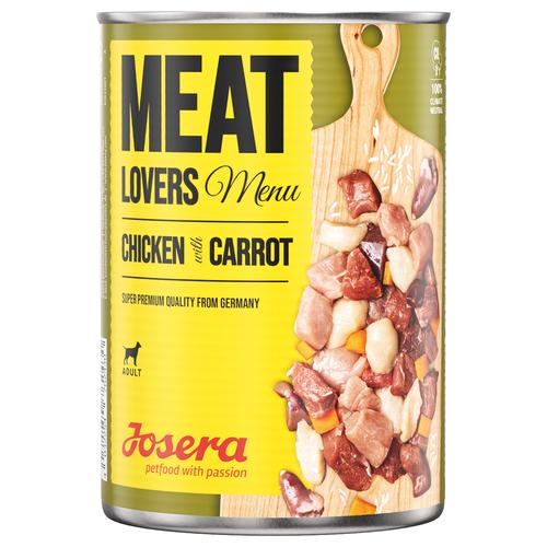 Sparpaket: 12x800g Josera Meatlovers Menü Huhn & Karotte Hundefutter nass