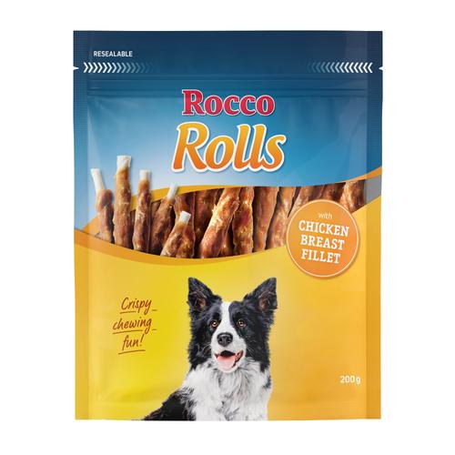 6 x 200 g Rocco Rolls Kaurollen - mit Hühnerfilet Hundesnacks