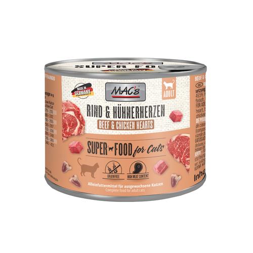 Sparpaket: 24x200g MAC's Cat Rind & Hühnerherzen Katzenfutter nass