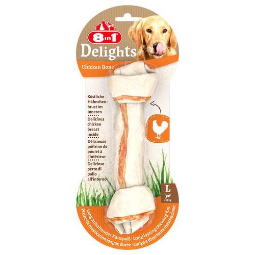 Sparpaket: 3x85g 8in1 Delights Kauknochen Huhn L (3 Stück) Hundesnacks