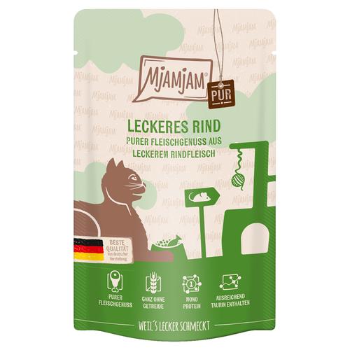 Sparpaket 24x125g MjAMjAM Quetschie purer Fleischgenuss leckeres Rind pur Katzenfutter nass