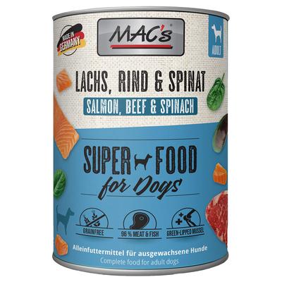 Sparpaket: 24x800g MAC's Adult Lachs & Spinat Hundefutter nass