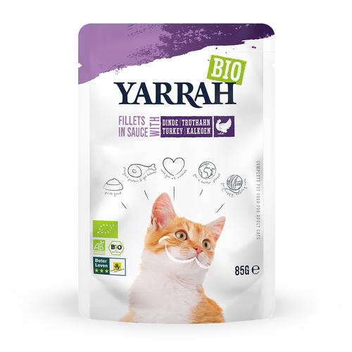 14x85g Yarrah Bio Filets in Soße mit Bio-Truthahn Katzenfutter nass