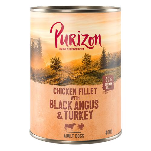 Purizon Adult 6 x 400 g - Hühnerfilet mit Black Angus & Truthahn, Süßkartoffel und Cranberry