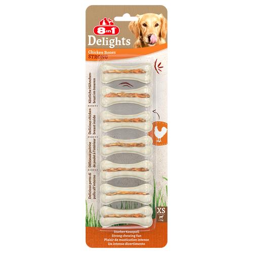 3x140g 8in1 Delights Strong Kauknochen Huhn XS (21 Stück) Hundesnacks