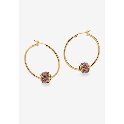 Women's Goldtone Charm Hoop Earrings (32mm) Round Simulated Birthstone by PalmBeach Jewelry in June