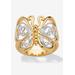 Women's Yellow Gold Plated Two Tone Filigree Butterfly Ring by PalmBeach Jewelry in Gold (Size 8)