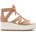 Sorel Cameron Flatform Lace Wedge Sandals Leather - Women's Honest Beige/Gum 17 10 US 1999101-246-10