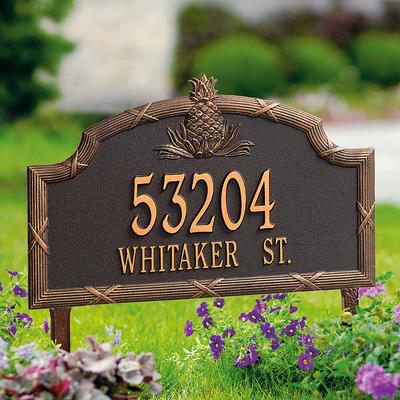 Pineapple Address Plaques - Wall Plaque, Black Wall Plaque, Standard - Frontgate