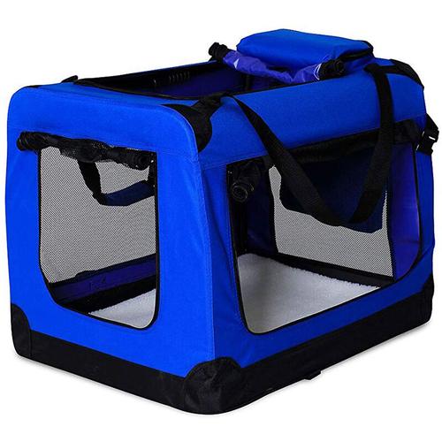 Hundetransportbox Hundetasche Hundebox (M) 60x42x44 cm Blau