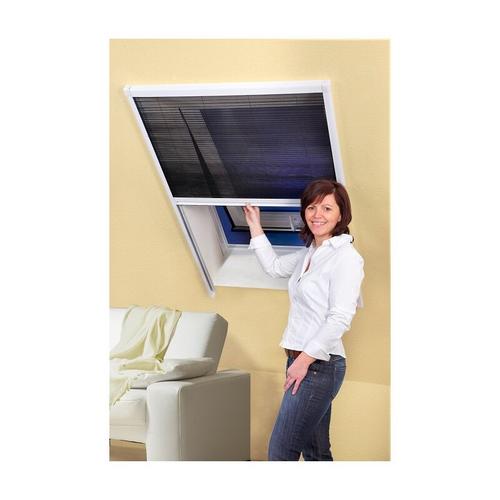 Insektenschutz Dachfenster Plissee mit Alurahmen Farbe weiß Größe 110X160 cm - weiß