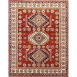 Geometric Traditional Kazak Oriental Area Rug Hand-knotted Wool Carpet - 6'7" x 7'10"