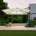 Parasol déporté led 3x4m rectangle en aluminium - rotatif 360° - Beige- rome - Beige