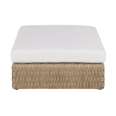 Pouf pour canapé de jardin modulable en résine tressée et coussins écrus