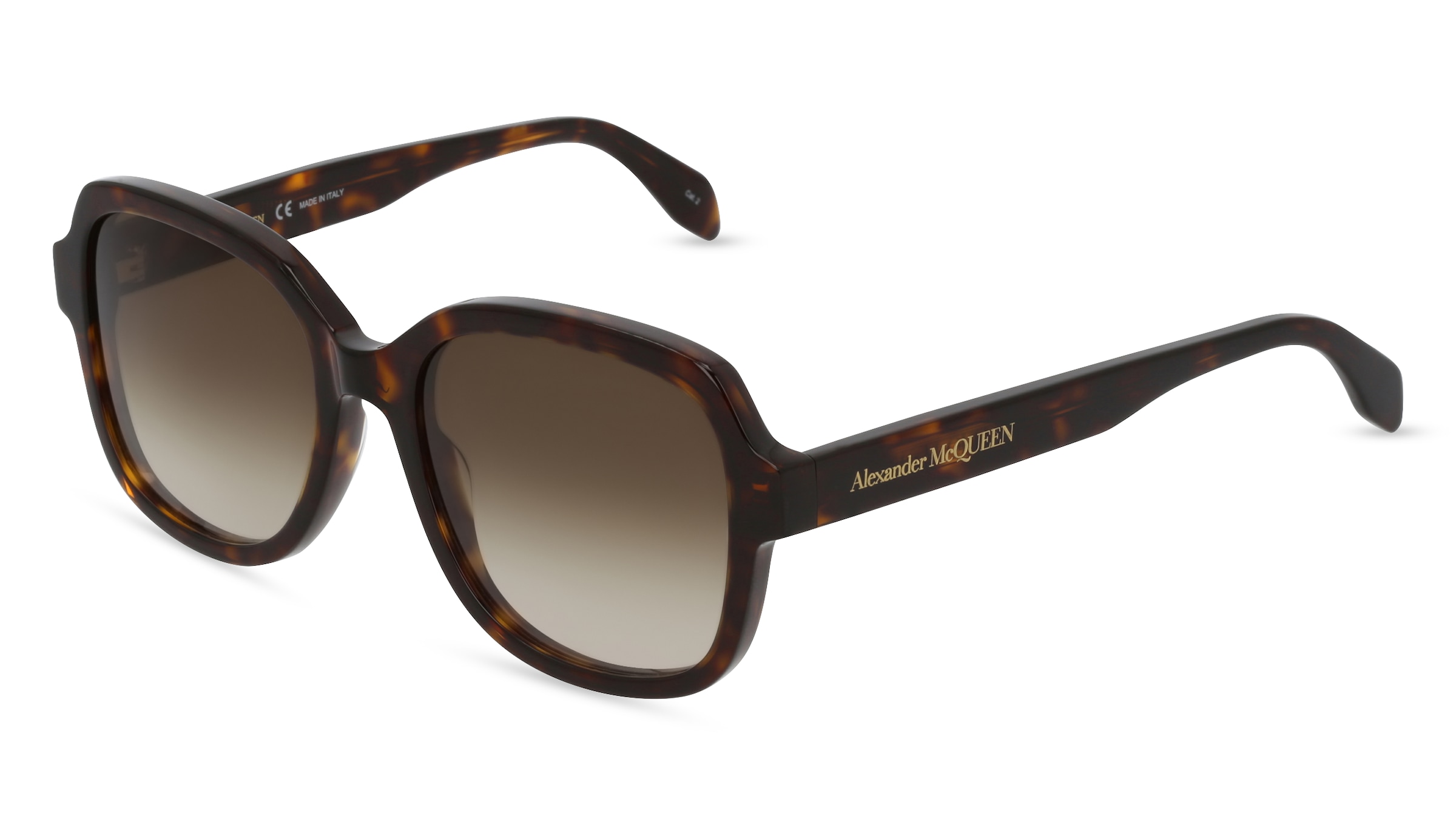 Alexander McQueen AM0300S Damen-Sonnenbrille Vollrand Quadratisch Kunststoff-Gestell, braun