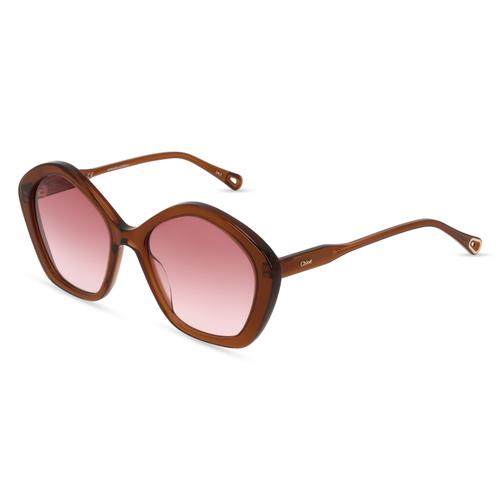 Chloé CH0082S Damen-Sonnenbrille Vollrand Achteckig Bio-Acetat-Gestell, braun