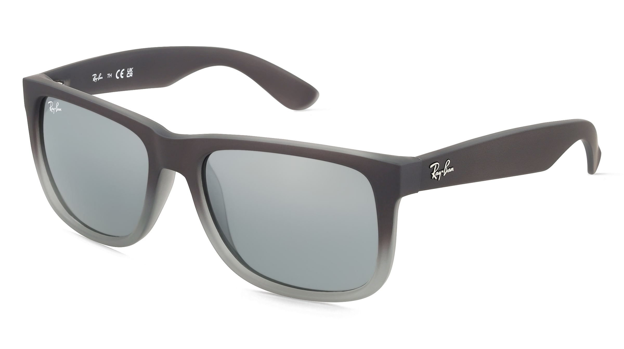 Ray-Ban RB 4165 JUSTIN Herren-Sonnenbrille Vollrand Quadratisch Kunststoff-Gestell, grau