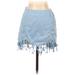 Shein Casual Mini Skirt Mini: Blue Solid Bottoms - Women's Size X-Small