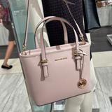 Michael Kors Bags | Michael Kors Jet Set Travel Xs Saffiano Leather Top-Zip Tote Bag Powder Blush | Color: Gold/Pink | Size: Xs