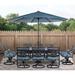 Canora Grey Canora Gray Elmfield 11-Piece Outdoor Dining Set In Chili Red w/ 10 Swivel Rockers, 60-In. X 84-In. Table, 11-Ft. Umbrella & Umbrella Stand | Wayfair