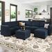 Blue Sectional - Latitude Run® Chanaye 26.4" Wide Velvet Symmetrical Modular Corner Sectional 9-Pieces Sofa Set w/ Ottoman Velvet | Wayfair