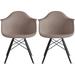 Corrigan Studio® Set Of 2 Seat Eiffel Black Wood Leg Dining Arm Chair Plastic/Acrylic in Gray/Brown | 31.25 H x 24 W x 23 D in | Wayfair