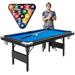 Costway 6 Feet Foldable Billiard Pool Table with Complete Set of Balls-Blue