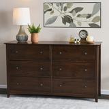 Shaker Solid Wood Double Wide Dresser Chest of 6 Drawers