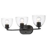 Golden Lighting Roxie 24 Inch 3 Light Bath Vanity Light - 6958-BA3 BLK-BLK-CLR