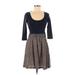 H&M Casual Dress - Fit & Flare: Blue Fair Isle Dresses - Women's Size Small