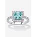 Women's Simulated Birthstone and Crystal Halo Ring in Sterling Silver by PalmBeach Jewelry in December (Size 7)