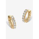 Women's Yellow Gold-Plated Huggie Hoop Earrings by PalmBeach Jewelry in Cubic Zirconia