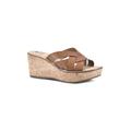 Women's White Mountain Samwell Platform Wedge Sandal by White Mountain in Tan Burnished Smooth (Size 8 1/2 M)