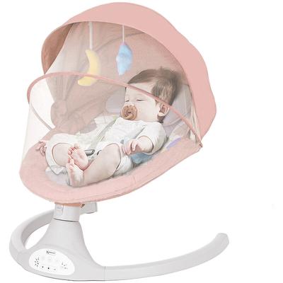 Kimbosmart - Babywippe, elektrisch Babyschaukel bluetooth Musik 5 Gang 0-12 Monat max. 9kg - Rosa Image