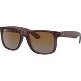 Ray-Ban Justin Sunglasses - Mens Gradient Brown Polarized Lenses Transparent Dark Brown Frame 55 RB4165-6597T5-55