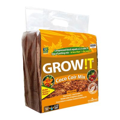 GROW!T JSCCM25 Coco Coir Mix Block for Hydroponics, Indoor, and Outdoor Plants - 10.15