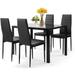 5Pcs Dining Set for 4, Tempered Glass Dining Table & 4 Chairs