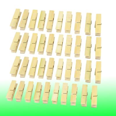 Household Laundry Natural Bamboo Beige Clothes Pins Pegs Hanging Clips 40 Pcs