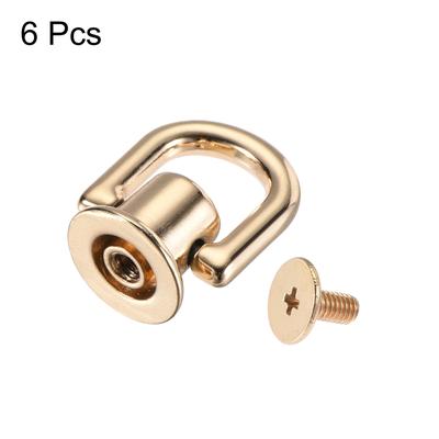 12x10mm Ball Post Head Button Studs with D Ring for DIY Light Gold 6pcs - Light Gold